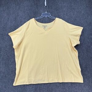 Roamans Yellow Short Sleeve V Neck T Shirt Women’s Plus 4X Casual